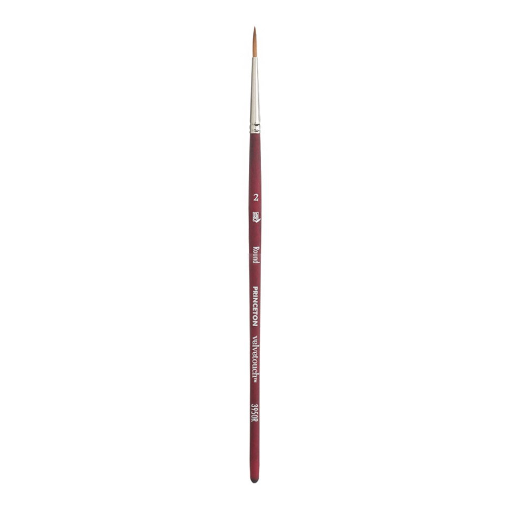 Princeton Velvetouch Artiste, Mixed-Media Brush for Acrylic Watercolor & Oil, Series 3950 Round Luxury Synthetic, Size 2