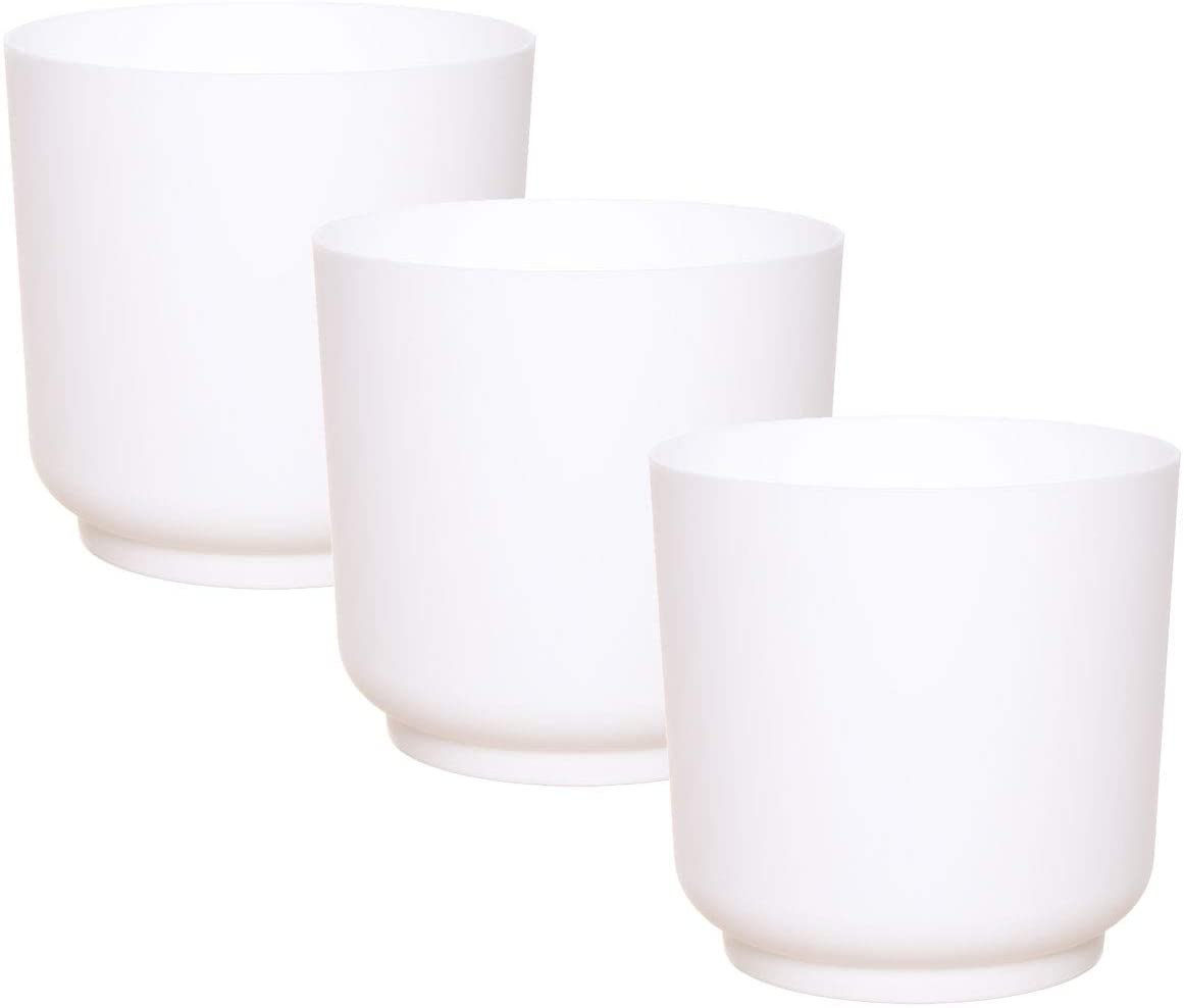 idea-station SATI Plastic Plant Pot Set 3 x 13 cm, white, Shatterproof and round Plant Pots, Suitable for Variety of Plants