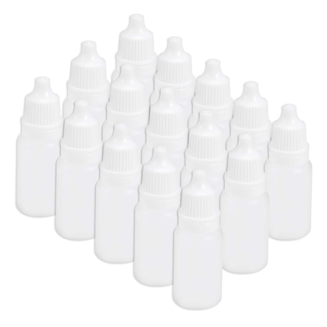 sourcing map Plastic Dropper Bottles, 10ml/0.34 oz Empty Squeezable Dropper Bottle with Cap, Pack of 15, White