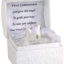 First Holy Communion Guardian Angel Gift HAND BLOWN GLASS & GOLD GILDED