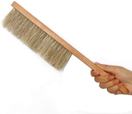BR TOOL Bee Hive Brush Double Rows Natural Horse Hair Bee Brush with Wooden Handle Soft Bristle Beekeeper Cleaner Tool Bee Sweep Brush Beekeeping Equipment(Horse Hair)