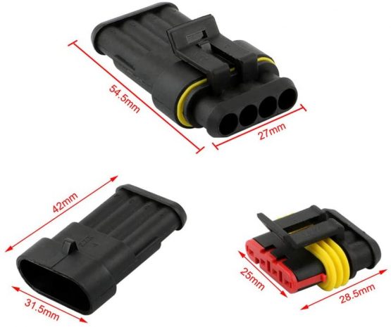 QitinDasen 9 Set Professional 4 Pin Way Car Auto Waterproof Electrical Wire Connector Terminal Plug Socket Kit, with Silicon Rubber Cable Seal, for Car Truck Boat - Image 2