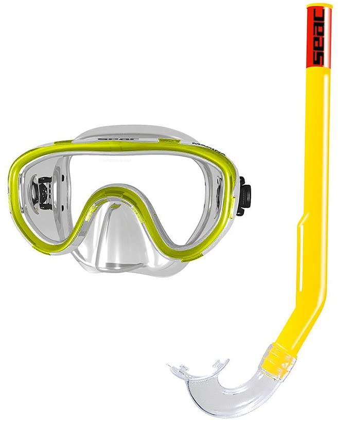 Seac Set Marina Siltra, diving mask and snorkel set for Kids, Yellow, standard