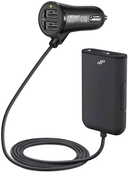 Amio Accessories Brand Model Charger Back with 4 USB Extension Cable, multicoloured