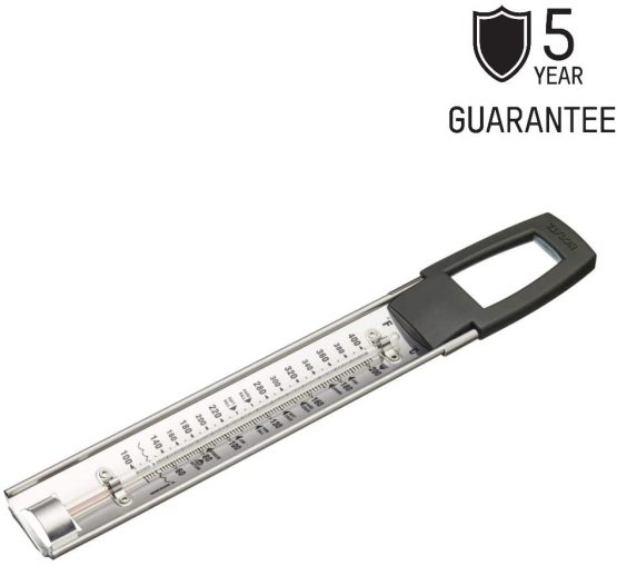 Taylor Pro Kitchen Jam Thermometer, Temperature Gauge for Cooking Jam, Sugar, Caramel, Confectionary, Deep Fat Fryers with Cool Touch Handle, Stainless Steel Silver/Black