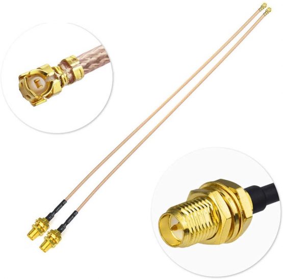 Bingfu RP-SMA Female Bulkhead to IPX IPEX U RG178 WiFi Aerial Antenna Adapter Cable 15cm (2-Pack) for Wireless Mini PCI Express PCIE Network Card WiFi Adapter FPV UAV Drone controller