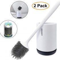 MEKEET Silicone Toilet Brush and Holder,Bathroom Toilet Brush Holder Set,Silicone Toilet Cleaning Brush Kit with Soft Bristle Brush (2pack-Flooring)