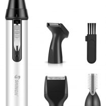 Ear and Nose Hair Trimmer Clipper, Professional USB Rechargeable Painless Facial Hair Trimmer for Men and Women, 4 in 1 Waterproof Hair and Beard Remover, Dual Edge Blades for Easy Cleansing