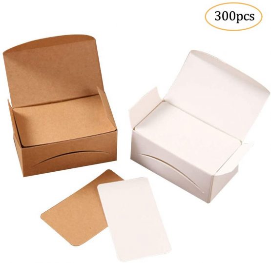 300 PCS Blank Craft Paper Kraft Cards Business Card, for DIY Graffiti Small Notepads Memo Business Cards Christmas Day Valentine's Day DIY Gift Card Brown + White, 8 * 4.5CM