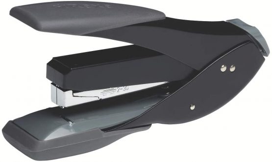 Rexel Easy Touch Low Force Stapler, 30 Sheet Capacity, Flat Clinch Stapling, Half Strip, Includes Staples, Metal Body, Black/Grey, 2102548