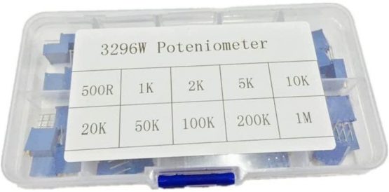 DollaTek 50PCS 10Value 500 ohm to 1M ohm 3296W Multiturn Trimmer Potentiometer Assorted Kit Variable Resistor with Plastci Box - Image 2
