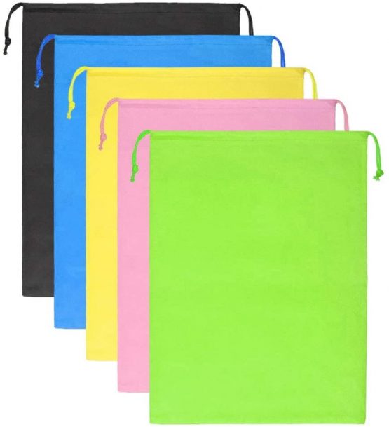 5Pcs Drawstring Shoe Bags, Portable Cloth Bag Pouch Organizer Travel Storage Bags for Shoes Boots High Heel Socks | Space Saving