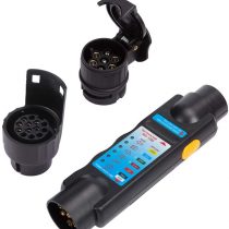 ETUKER 7 Pin Trailer Light Plug & Socket Wiring Circuit Tester, 12V 7 Pin Trailer Light Connector Wiring Circuit Diagnostic Testing Tools, for Caravan/RV/Trailer Light Diagnostic (Tester + Adapter)
