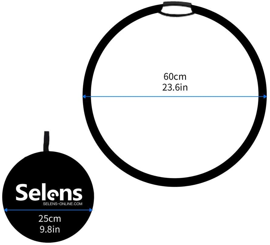 Selens 5 in 1 60cm Light Reflector Photography Diffuser Collapsible Portable Round Lighting Gold/Silver/White/Black/Translucent with Handle for Photo Studio Product Portrait & Outdoor Shooting - Image 4