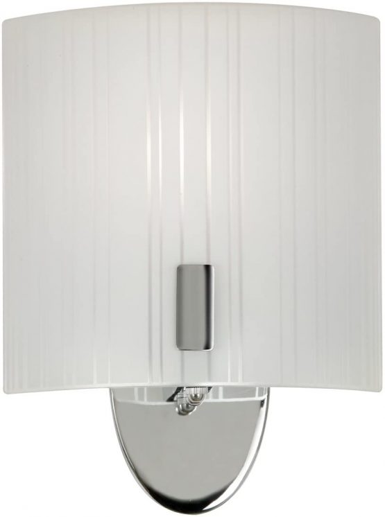 Oaks Lighting Zafra Satin Chrome Wall Light with Striped Curved Glass Shade/ 1 Light