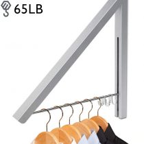 LIVEHITOP Clothes Rack Hanger, Foldable Wall Mounted Clothes Airer Coat Dryer Aluminum Space Saving Clothing Organiser for Laundry Bedroom Indoor Outdoor (Silver)