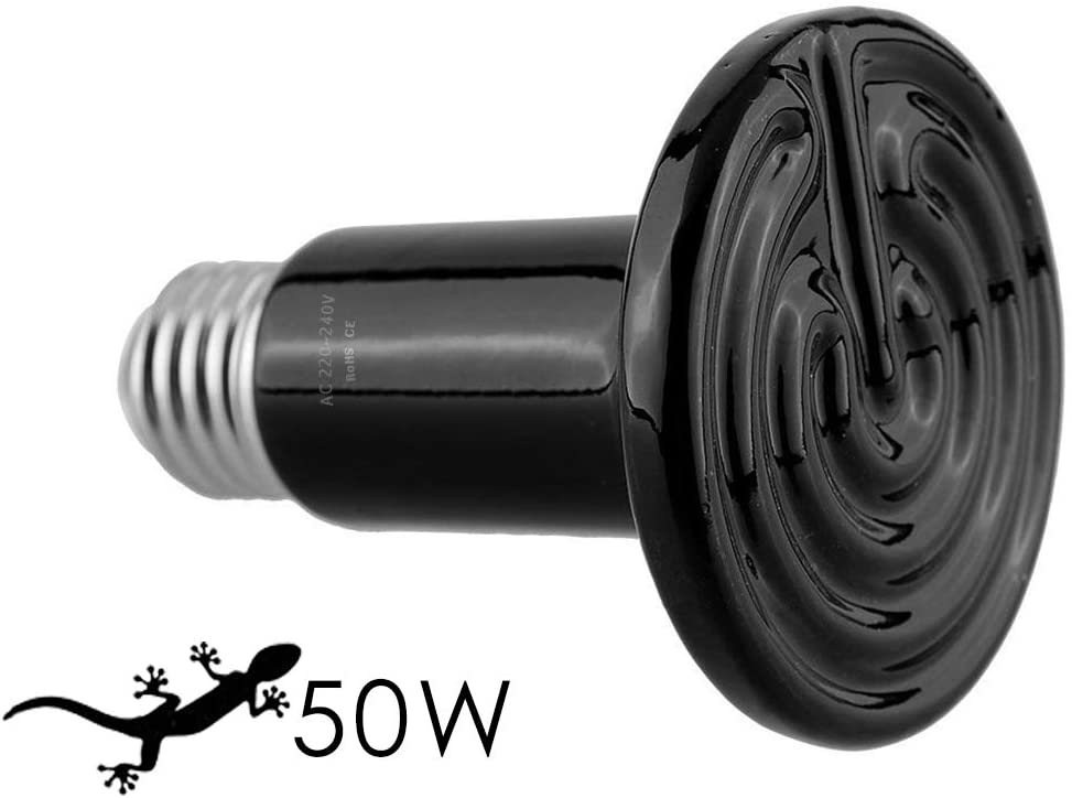 VANSUKY 50W Ceramic Heat Emitter for Reptiles Amphibians, Dogs, Cats, and etc - No Light Infrared Heat Lamp for Terrariums and Vivarium