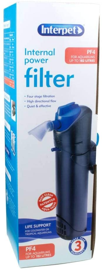 Interpet Internal Aquarium Fish Tank PF4 Power Filter, Cleans Water, for Coldwater & Tropical Aquariums Up to 182 Litre, black/blue - Image 3