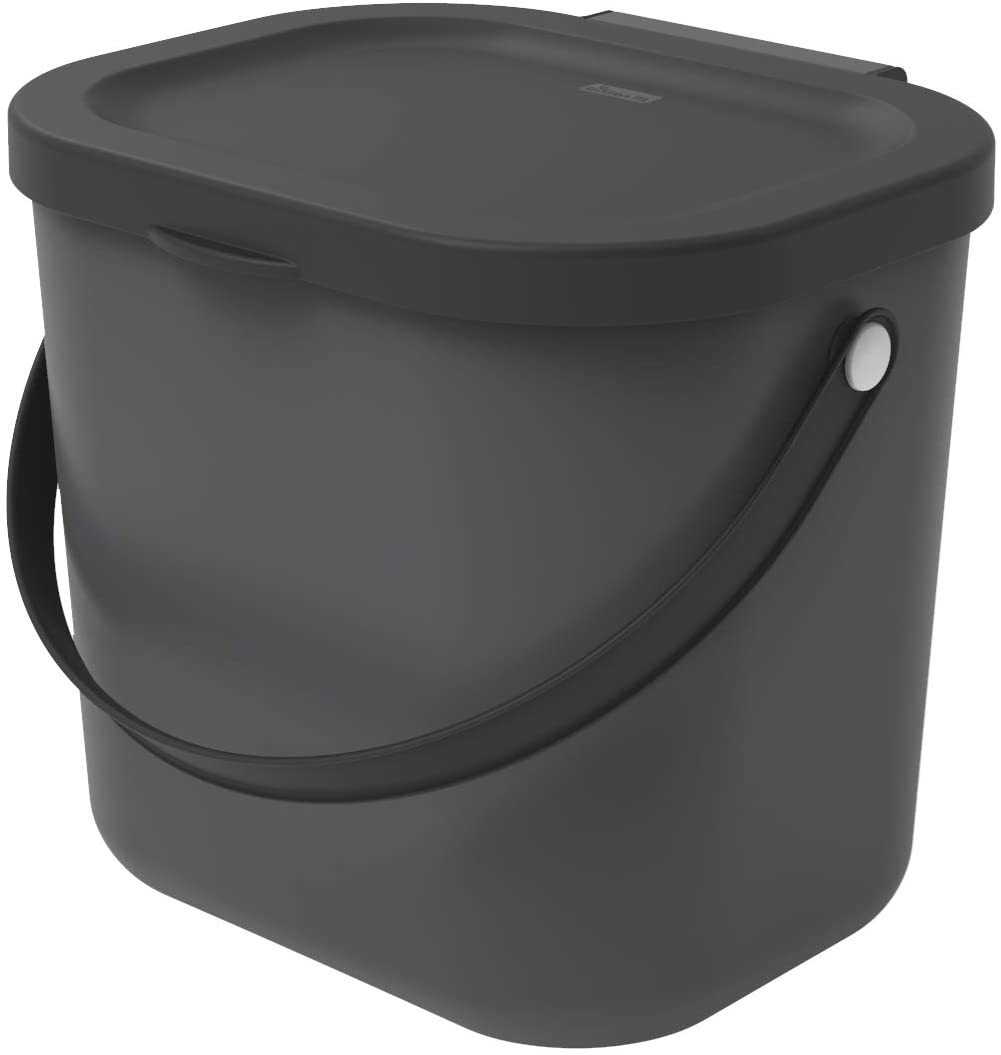 Rotho, Albula, Bio waste bin 6 l for the kitchen Plastic (PP) BPA-free, anthracite, 6l (23,5 x 20,0 x 20,8 cm)