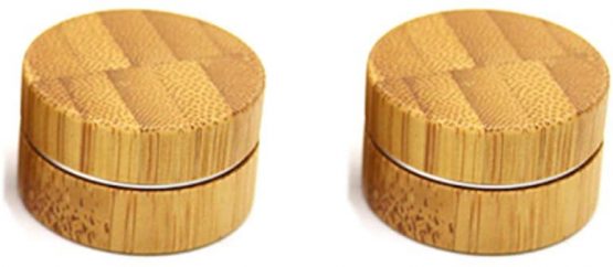 2 Pieces 10ml Empty Aluminum Tin with Bamboo Shell Cosmetic Sample Containers Round Metal Tin Jars Bamboo Tins Round Bamboo Cosmetic Jars with Screw Lids for Make Up Lotion Sample Lip Balm Eye Shadow - Image 2