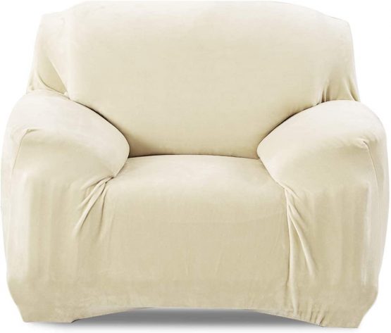 PETCUTE Elastic armchair covers thick couch cover sofa slipcovers velvet strethcy armchair cover Beige