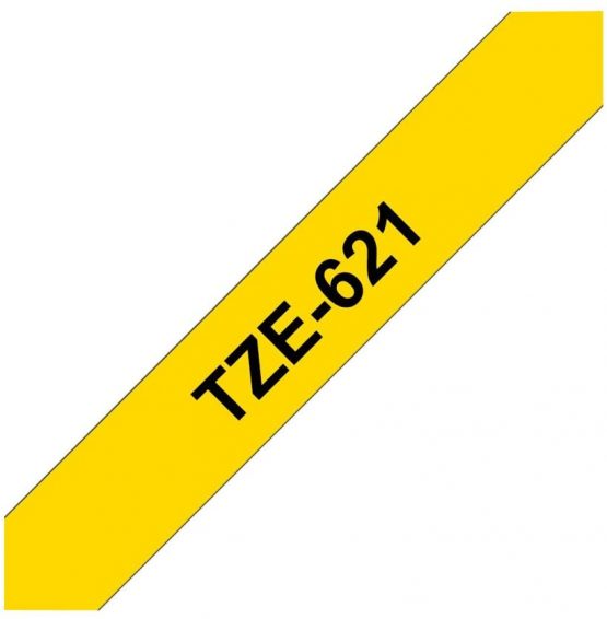 Brother TZe-621 Labelling Tape Cassette, 9 mm (W) x 8 m (L), Laminated, Brother Genuine Supplies - Black on Yellow - Image 2