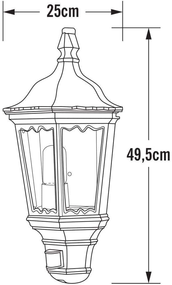 Konstsmide Outdoor Lights Firenze Flush Outdoor Wall Light with PIR Sensor-Motion Detector / 1 x 100 W E27 Max Wall Lamp / Clear Glass Panels / Aluminium / IP43 / Outside Light Green - Image 3