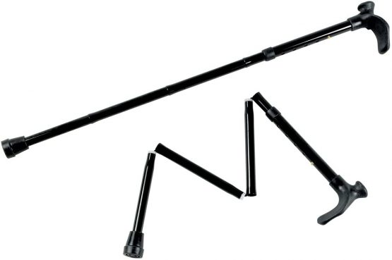 Homecraft Contoured Grip Sticks, Folding Walking Stick with Black Shaft, Ergonomic Handle Design for Those with Weak Grasp or Arthritis, 775-875mm, Right Hand (Eligible for VAT relief in the UK)
