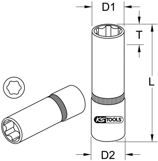 KS Tools 917.1432 1/4 hexagonal socket, long, 12 mm - Image 2