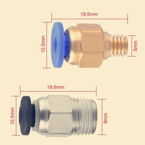 3Dman PC4-M6 Pneumatic Fitting Push to Connect + PC4-M10 Straight Quick in Fitting for 3D Printer Bowden Extruders -20pcs - Image 3