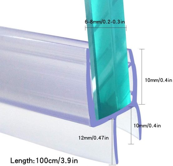 Shower Screen Seal Strip 2 Pieces Rubber Plastic Seal for 6-8mm Straight Curved Glass Bath Shower Door Bottom Seal 100CM/1000mm - Image 3