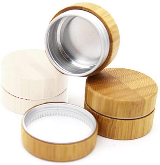 2 Pieces 10ml Empty Aluminum Tin with Bamboo Shell Cosmetic Sample Containers Round Metal Tin Jars Bamboo Tins Round Bamboo Cosmetic Jars with Screw Lids for Make Up Lotion Sample Lip Balm Eye Shadow - Image 3