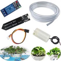 RUNCCI-YUN Automatic Irrigation DIY Kit Self Watering System with Capacitive Soil Moisture Sensor 1 Channel 5V Relay Module and Water Pump + 1M Vinyl Tubing for Garden Plant Flower Herb Potted