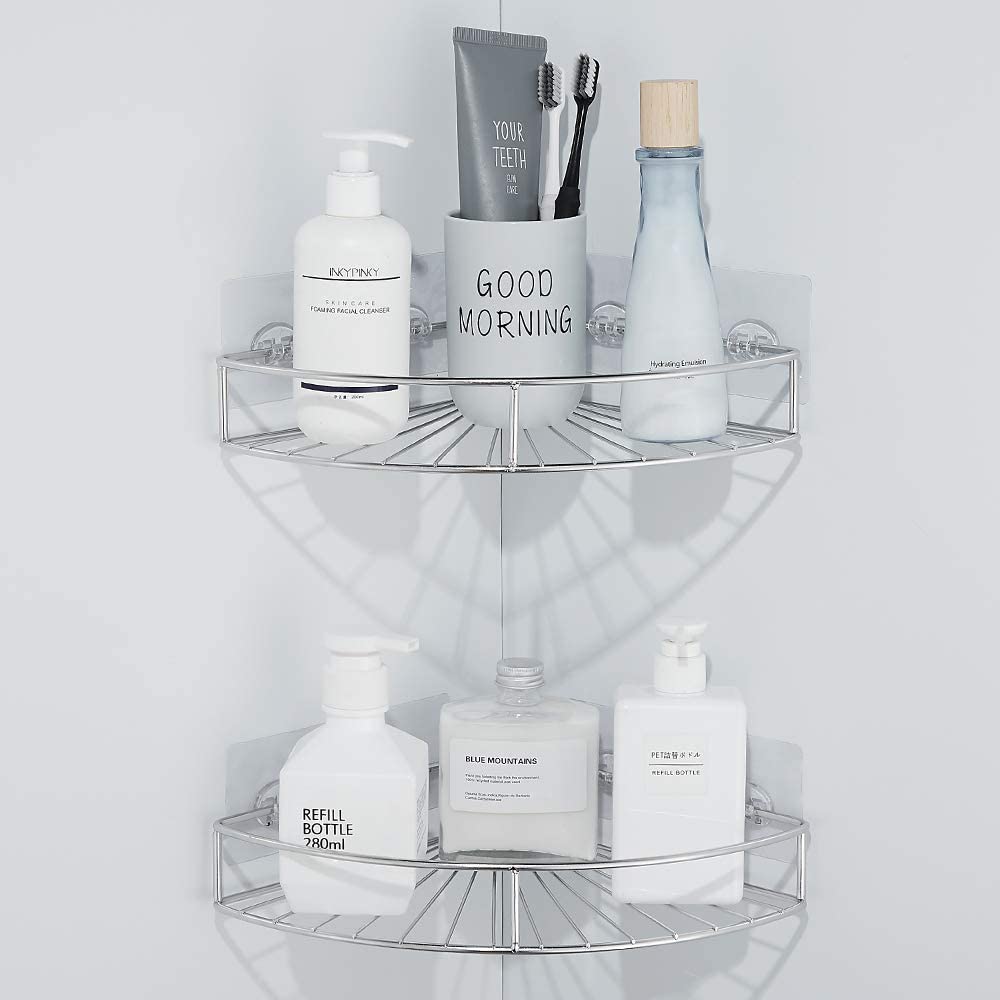 GRICOL 2 Tier Shower Caddy Bathroom Corner Shelf No Drilling Triangle