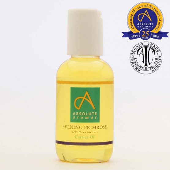Absolute Aromas Evening Primrose (Oenothera Biennis) Oil 50ml - Pure, Natural, Cold-Pressed, GMO-Free Vegan and Cruelty Free – Moisturising Carrier Oil for Body and Facial Massage.