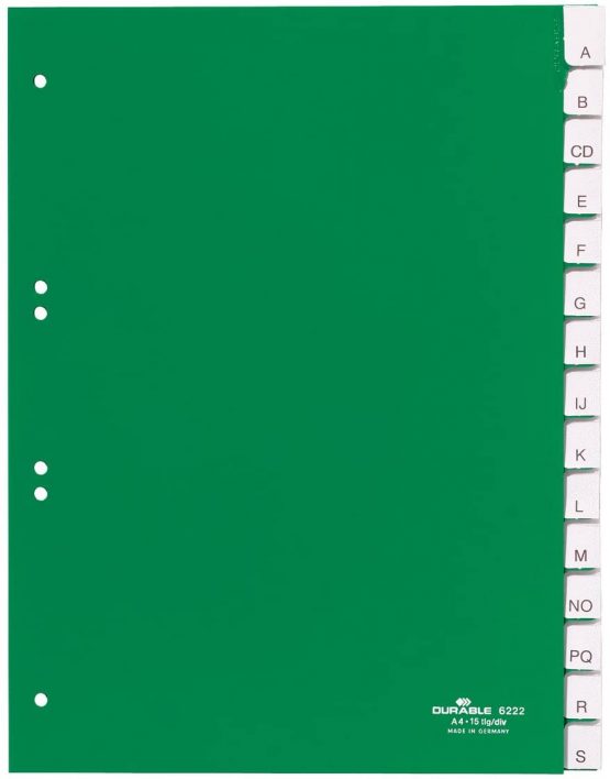 Durable 6222-05 Index Plastic Blank DIN A4 Pack of 15 Green