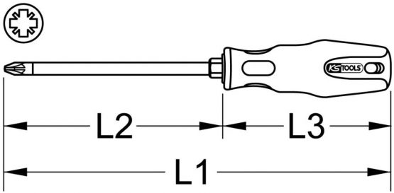 KS Tools 159.1040 ERGO+ screwdriver, POZIDRIV®, PZ1 - Image 4