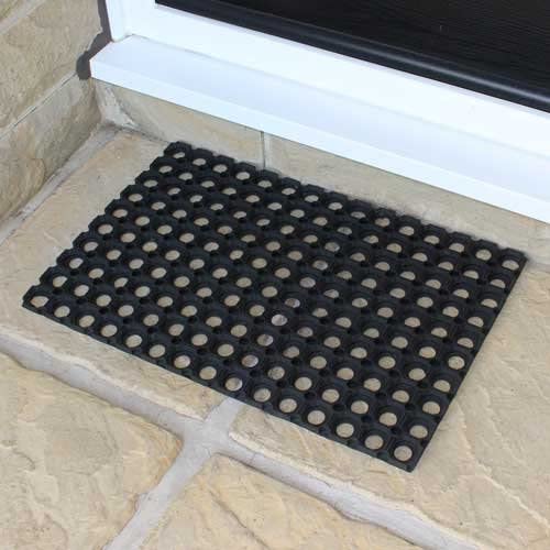 JVL Rubber Ring Heavy Duty Outdoor Entrance Door Mat 40 x 60 cm, Black, 60 cm (Round) - Image 2