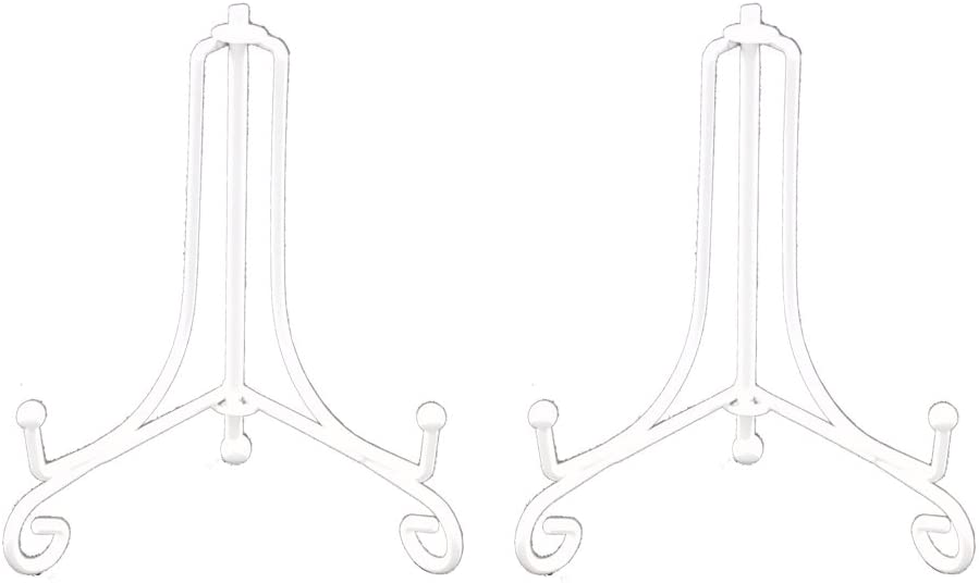 Tincogo (2 pack 4 Inch White Iron Small Plate Stand Holder, Picture Easel
