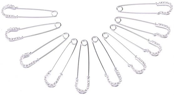 Healifty 10pcs Women Crystal Safety Pin Large Brooch Rhinestone Pins Decorative Jewelry Pins for Hats Clothes Pants Dress Sweaters - Image 3