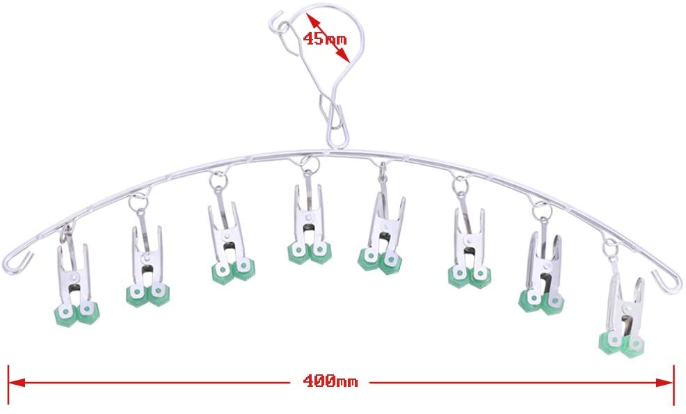 2Pack Drying Hanger, Stainless Steel Drying Rack, Drip Hanger With 8 Pegs for Underwear Socks Bra Panty Gloves Windproof - Image 3