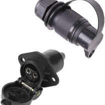 ETUKER 3 Pin Trailer Plug and Trailer Socket, 12V 3 Pinwaterproof Trailer Plug and Socket Connectors for Caravan/Truck/Boat/RV/Cars/Tractor/Trailer Accessories (New 2 mount point)