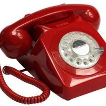 GPO 746 Rotary 1970s-style Retro Landline Phone - Curly Cord, Authentic Bell Ring - Red
