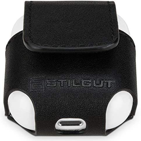 StilGut Leather Case with Snap Link Compatible with AirPods Earphones, Black Nappa, Black Nappa - Snap Link - Image 4