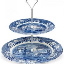 Spode Blue Italian 2 Tier Cake Stand - Gift Boxed