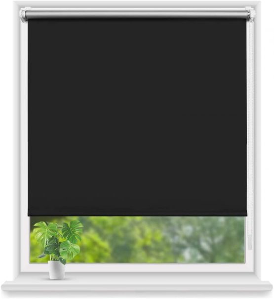 Eurohome Thermo Blackout Roller Blind, Klemmfix, No Drilling, for Windows