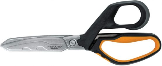 Fiskars PowerArc Heavy-Duty Scissors, Up to 30% More Power, Length 21cm, Durable Stainless Steel Blade/Plastic Handles, 1027204, Orange/Black