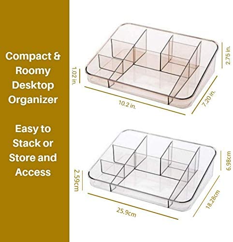 SUNFICON Makeup Tray Organiser Cosmetic Display Case Office Stationery Storage Holder Countertop Storage Unit Makeup Box for Bathroom Drawers,Vanities Office Desk,Washable Crystal Clear Acrylic - Image 4
