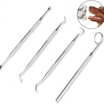 Symphonyw Calculus Remover for Dog, 4pcs Stainless Steel Tarter Remover Scraper Oral Tool Pet Dog Cat Dental Teeth Cleaning Tools (4PCS)