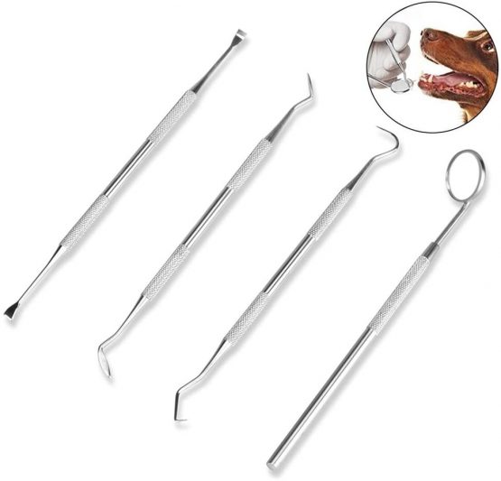 Symphonyw Calculus Remover for Dog, 4pcs Stainless Steel Tarter Remover Scraper Oral Tool Pet Dog Cat Dental Teeth Cleaning Tools (4PCS)